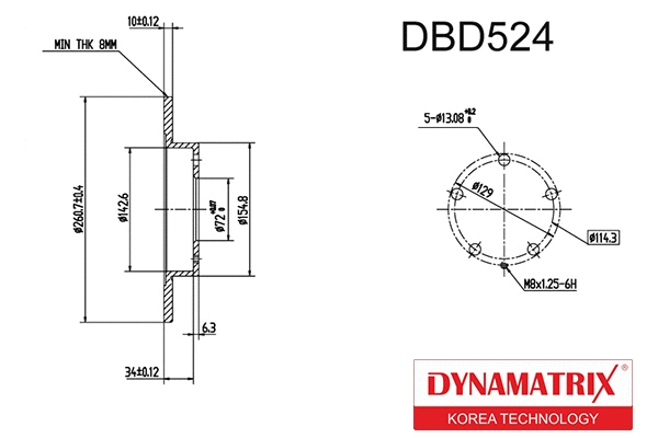 DBD524 DYNAMATRIX Тормозной диск (фото 1)