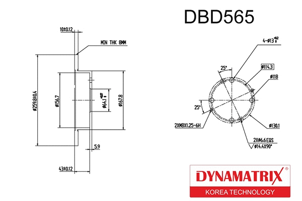 DBD565 DYNAMATRIX Тормозной диск (фото 1)