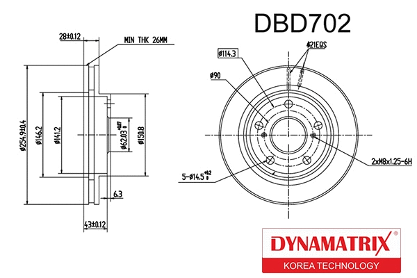 DBD702 DYNAMATRIX Тормозной диск (фото 1)