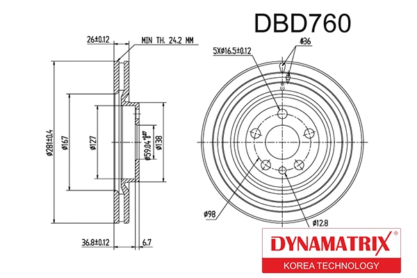 DBD760 DYNAMATRIX Тормозной диск (фото 1)