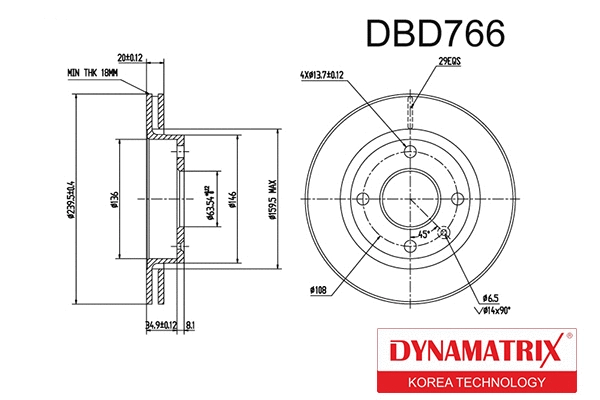 DBD766 DYNAMATRIX Тормозной диск (фото 1)