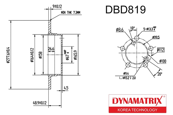 DBD819 DYNAMATRIX Тормозной диск (фото 1)
