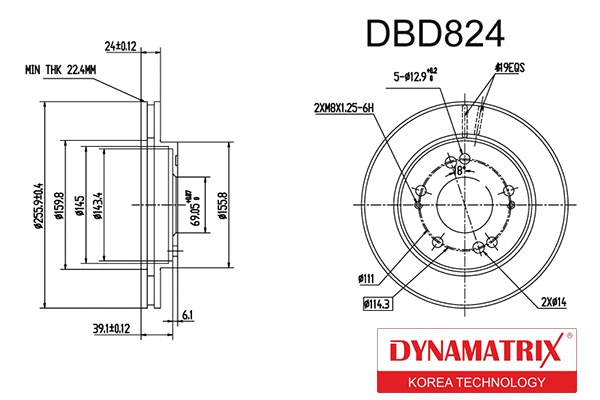 DBD824 DYNAMATRIX Тормозной диск (фото 1)