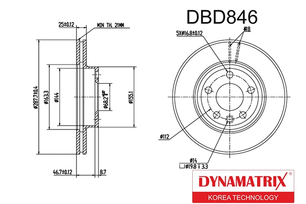 DBD846 DYNAMATRIX Тормозной диск (фото 1)