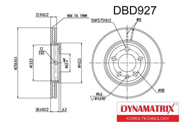 DBD927 DYNAMATRIX Тормозной диск (фото 1)