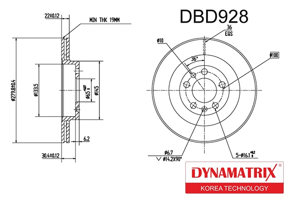 DBD928 DYNAMATRIX Тормозной диск (фото 1)