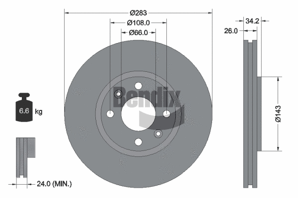 BDS1001 BENDIX Braking Тормозной диск (фото 1)