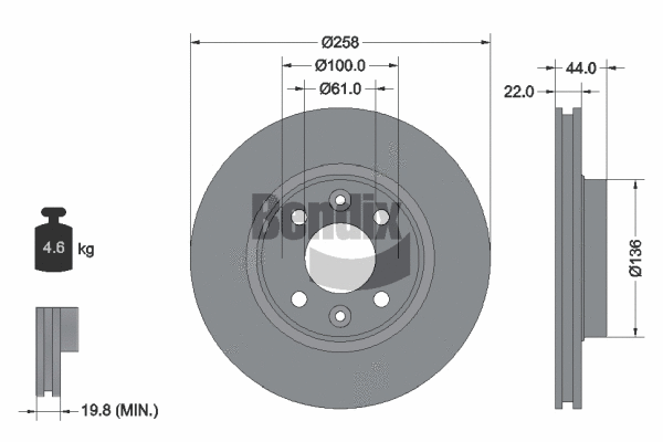 BDS1008 BENDIX Braking Тормозной диск (фото 1)