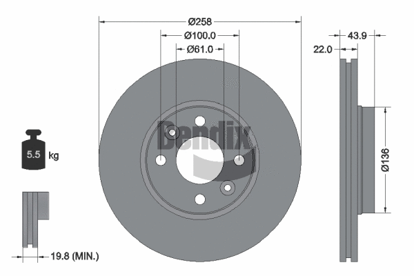 BDS1010 BENDIX Braking Тормозной диск (фото 1)