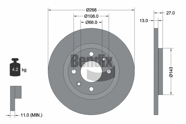 BDS1014 BENDIX Braking Тормозной диск (фото 1)