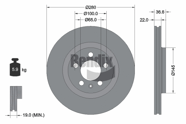 BDS1017HC BENDIX Braking Тормозной диск (фото 1)