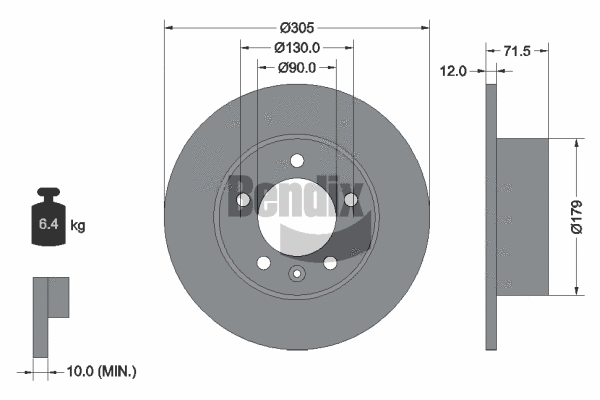 BDS1024 BENDIX Braking Тормозной диск (фото 1)