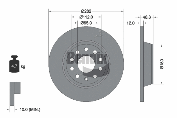BDS1031 BENDIX Braking Тормозной диск (фото 1)