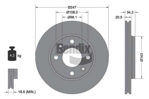 BDS1034 BENDIX Braking Тормозной диск (фото 1)