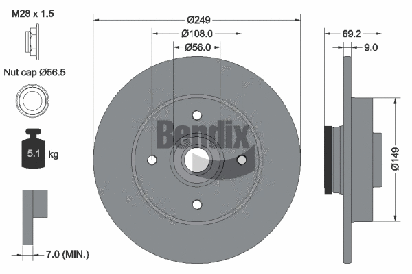 BDS1040 BENDIX Braking Тормозной диск (фото 1)