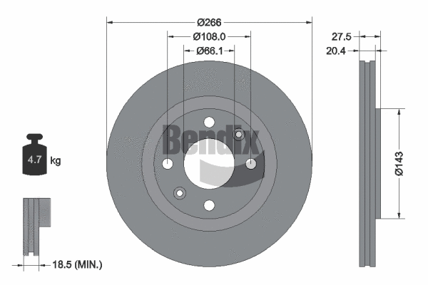 BDS1042 BENDIX Braking Тормозной диск (фото 1)