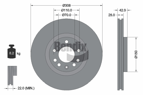 BDS1046HC BENDIX Braking Тормозной диск (фото 1)