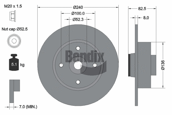 BDS1051 BENDIX Braking Тормозной диск (фото 1)