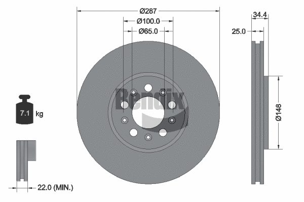 BDS1052HC BENDIX Braking Тормозной диск (фото 1)