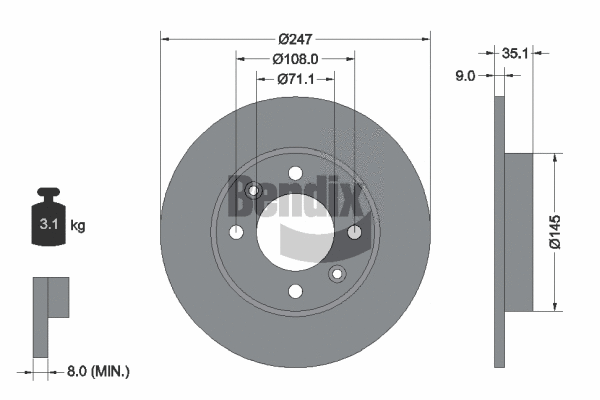 BDS1056 BENDIX Braking Тормозной диск (фото 1)