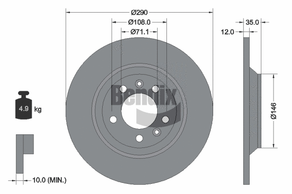 BDS1059 BENDIX Braking Тормозной диск (фото 1)