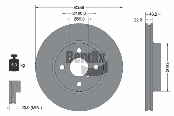 BDS1065 BENDIX Braking Тормозной диск (фото 1)