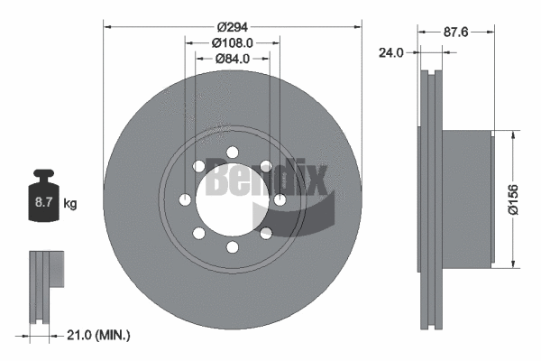 BDS1086 BENDIX Braking Тормозной диск (фото 1)