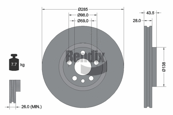 BDS1090 BENDIX Braking Тормозной диск (фото 1)