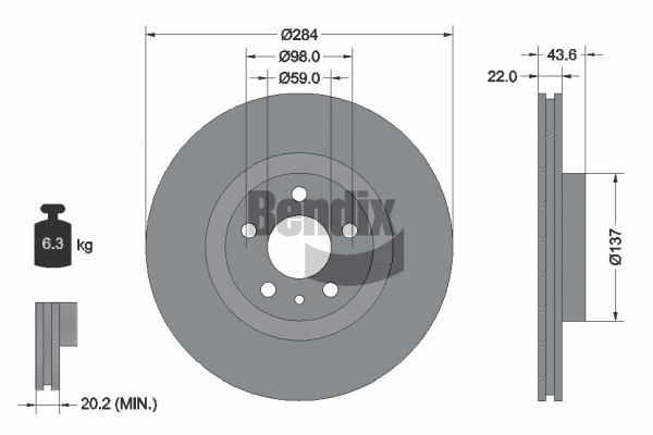 BDS1096 BENDIX Braking Тормозной диск (фото 1)