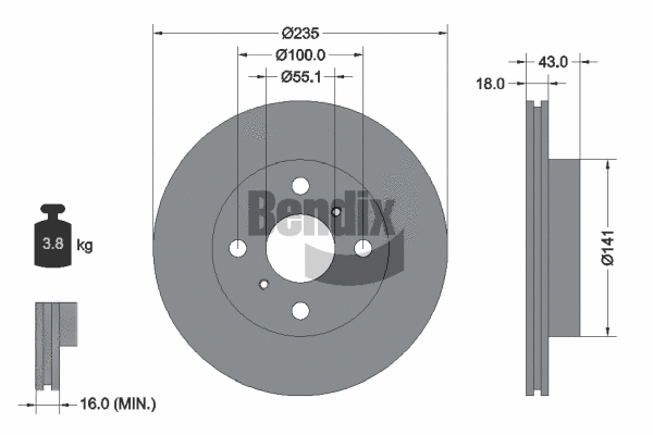 BDS1102 BENDIX Braking Тормозной диск (фото 1)