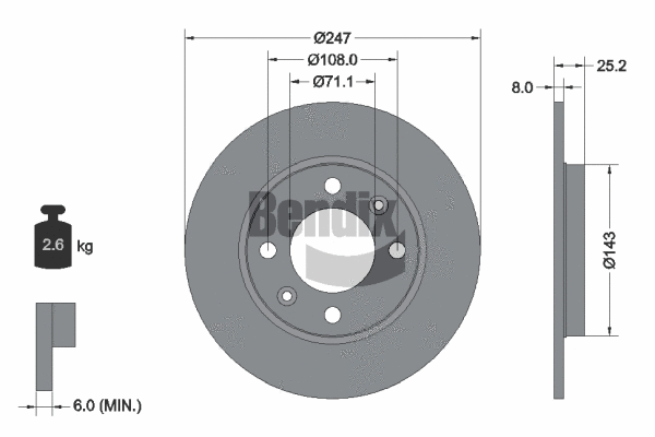 BDS1103 BENDIX Braking Тормозной диск (фото 1)