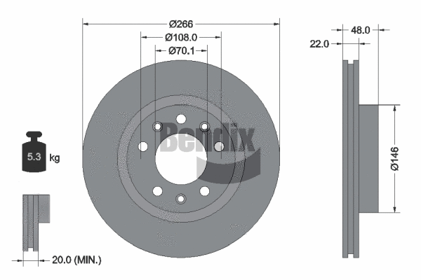 BDS1107 BENDIX Braking Тормозной диск (фото 1)