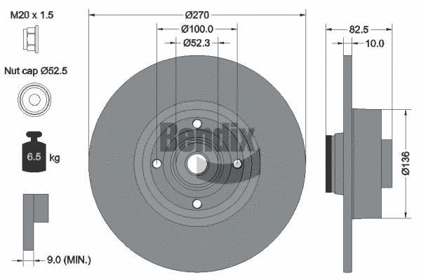 BDS1108 BENDIX Braking Тормозной диск (фото 1)