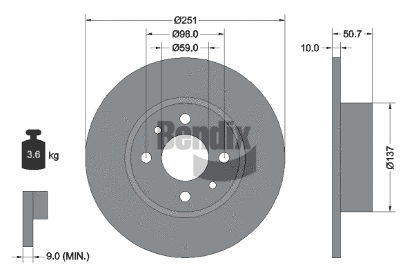 BDS1110 BENDIX Braking Тормозной диск (фото 1)