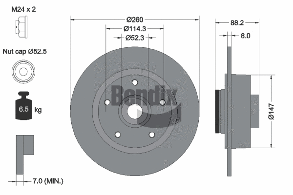 BDS1117 BENDIX Braking Тормозной диск (фото 1)