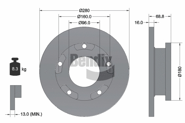 BDS1129 BENDIX Braking Тормозной диск (фото 1)