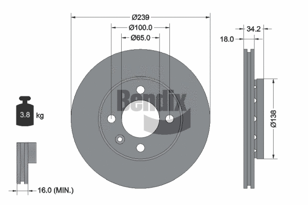 BDS1144 BENDIX Braking Тормозной диск (фото 1)