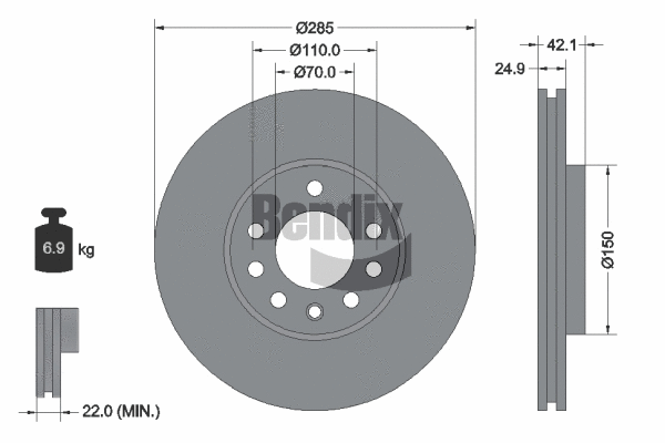 BDS1155HC BENDIX Braking Тормозной диск (фото 1)