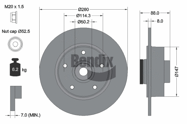 BDS1160 BENDIX Braking Тормозной диск (фото 1)