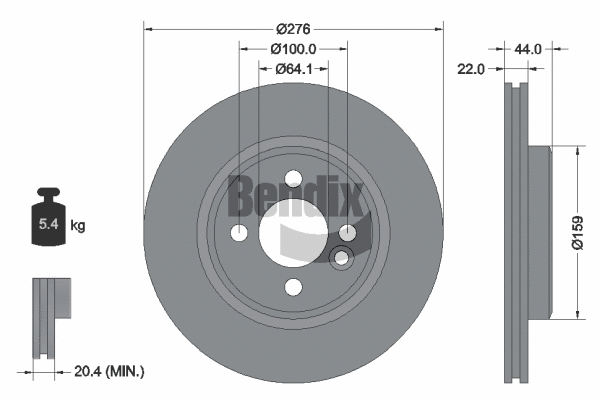 BDS1162 BENDIX Braking Тормозной диск (фото 1)