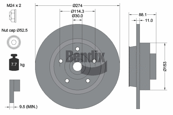 BDS1163 BENDIX Braking Тормозной диск (фото 1)