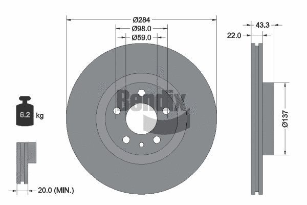 BDS1168 BENDIX Braking Тормозной диск (фото 1)