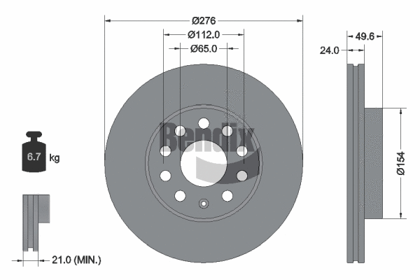 BDS1175HC BENDIX Braking Тормозной диск (фото 1)