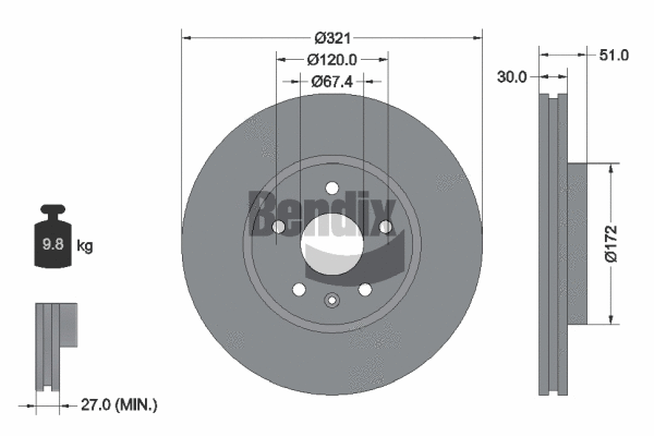 BDS1176HC BENDIX Braking Тормозной диск (фото 1)
