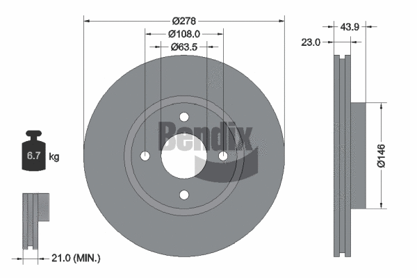 BDS1177 BENDIX Braking Тормозной диск (фото 1)