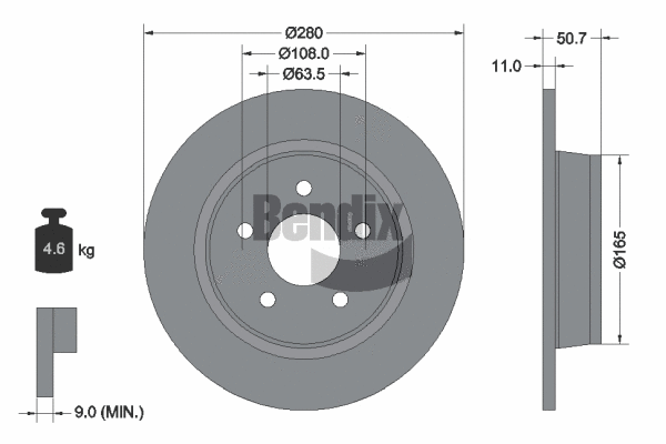 BDS1178 BENDIX Braking Тормозной диск (фото 1)