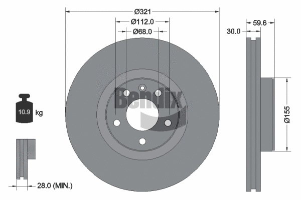 BDS1185HC BENDIX Braking Тормозной диск (фото 1)