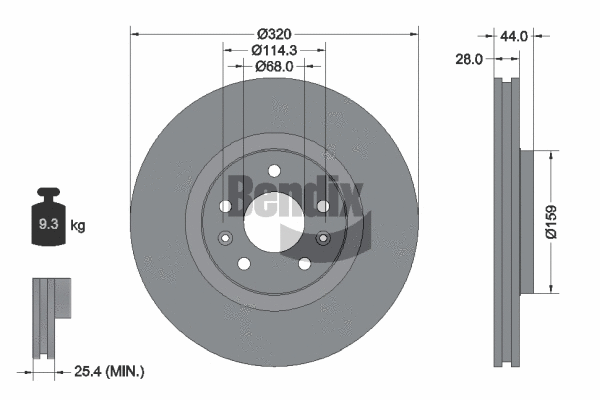 BDS1186 BENDIX Braking Тормозной диск (фото 1)