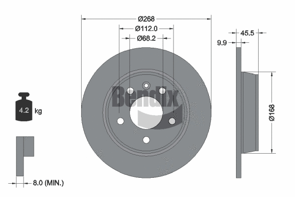 BDS1188 BENDIX Braking Тормозной диск (фото 1)