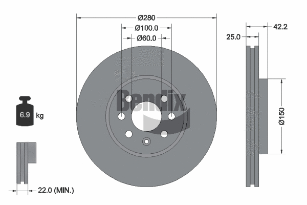 BDS1193 BENDIX Braking Тормозной диск (фото 1)